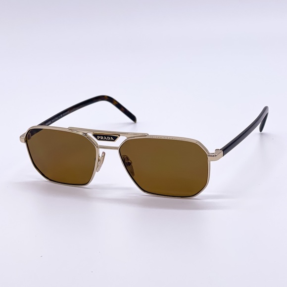 NEW PR58YS ZVN5Y1 POLARIZED PRADA SUNGLASSES SPR 58Y GOLD BROWN EYEWEAR PR 58YS - Picture 4 of 11